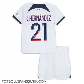 Paris Saint-Germain Lucas Hernandez #21 Replika Bortatröja Barn 2023-24 Kortärmad (+ Korta byxor)